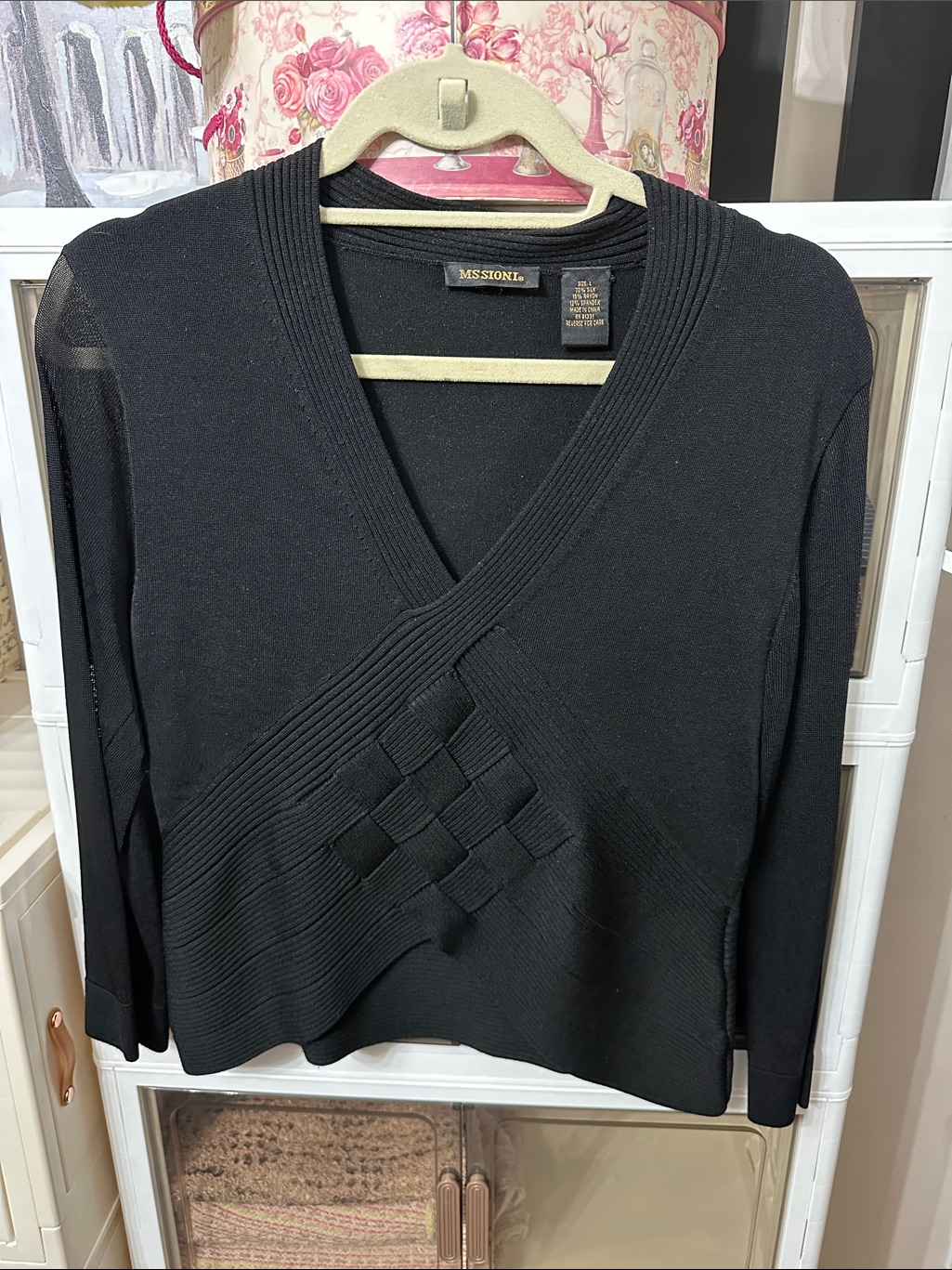 Missoni Black V-Neck Textured Knit Pullover